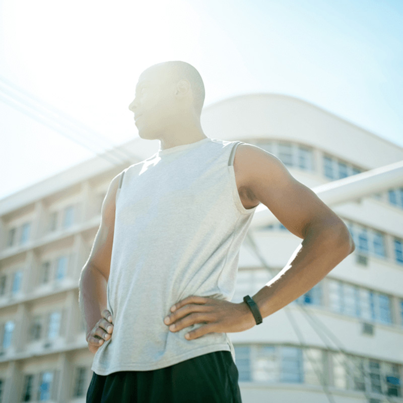 Shot of a man doing his exercise routine outside