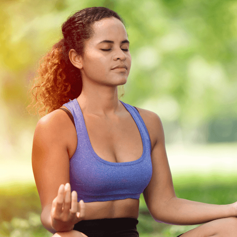 Woman doing yoga concentration for mental health